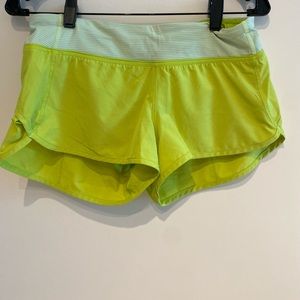 Lululemon lime green speed up shorts size 6